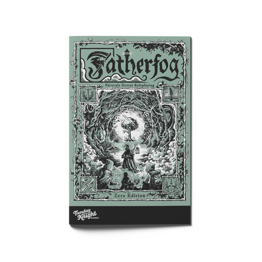Fatherfog 0e rulebook cover — fairytale horror tabletop RPG by Tuesday Knight Games